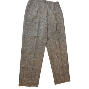 Bridgewater Women Dress Pants Plaid High Rise Pleated Straight Leg Gray Size 12P